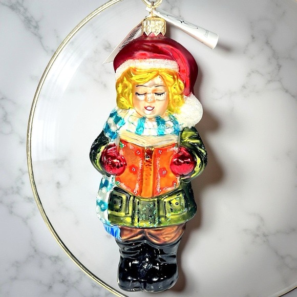 1998 Christopher Radko Girl Caroler Glass Ornament Evergreen Time Collection 6"‎ - Picture 1 of 12
